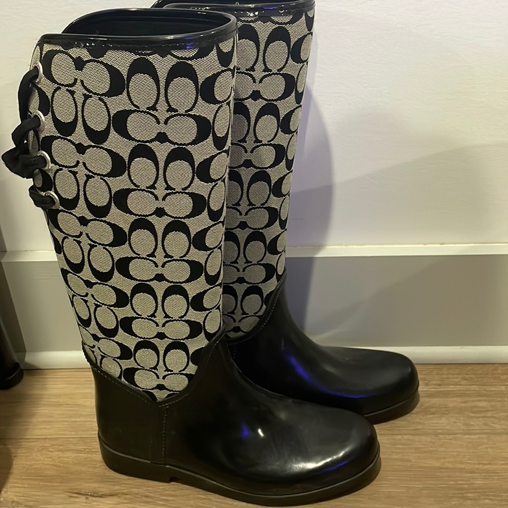Black coach rain boots